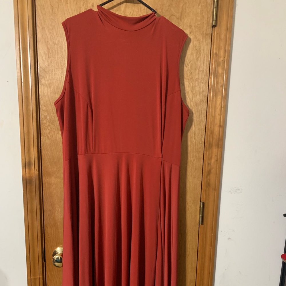 Ashley Stewart Asymmetrical Rust-colored Dress